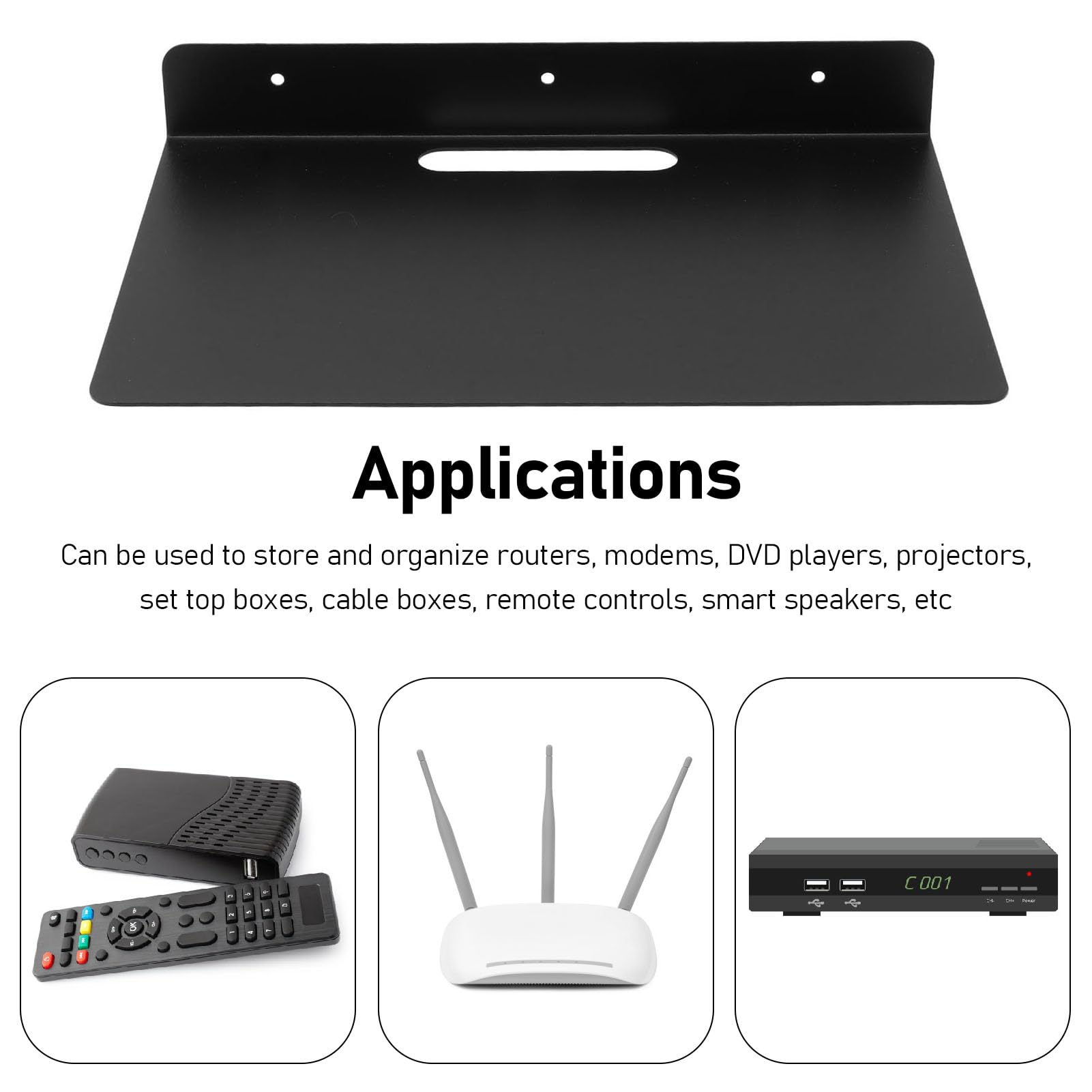 Mensola sospesa resistente per audio/video, staffa in metallo da parete, ripiano sospeso unico per lettore DVD, proiettore, sistema di gioco e dispositivi di streaming