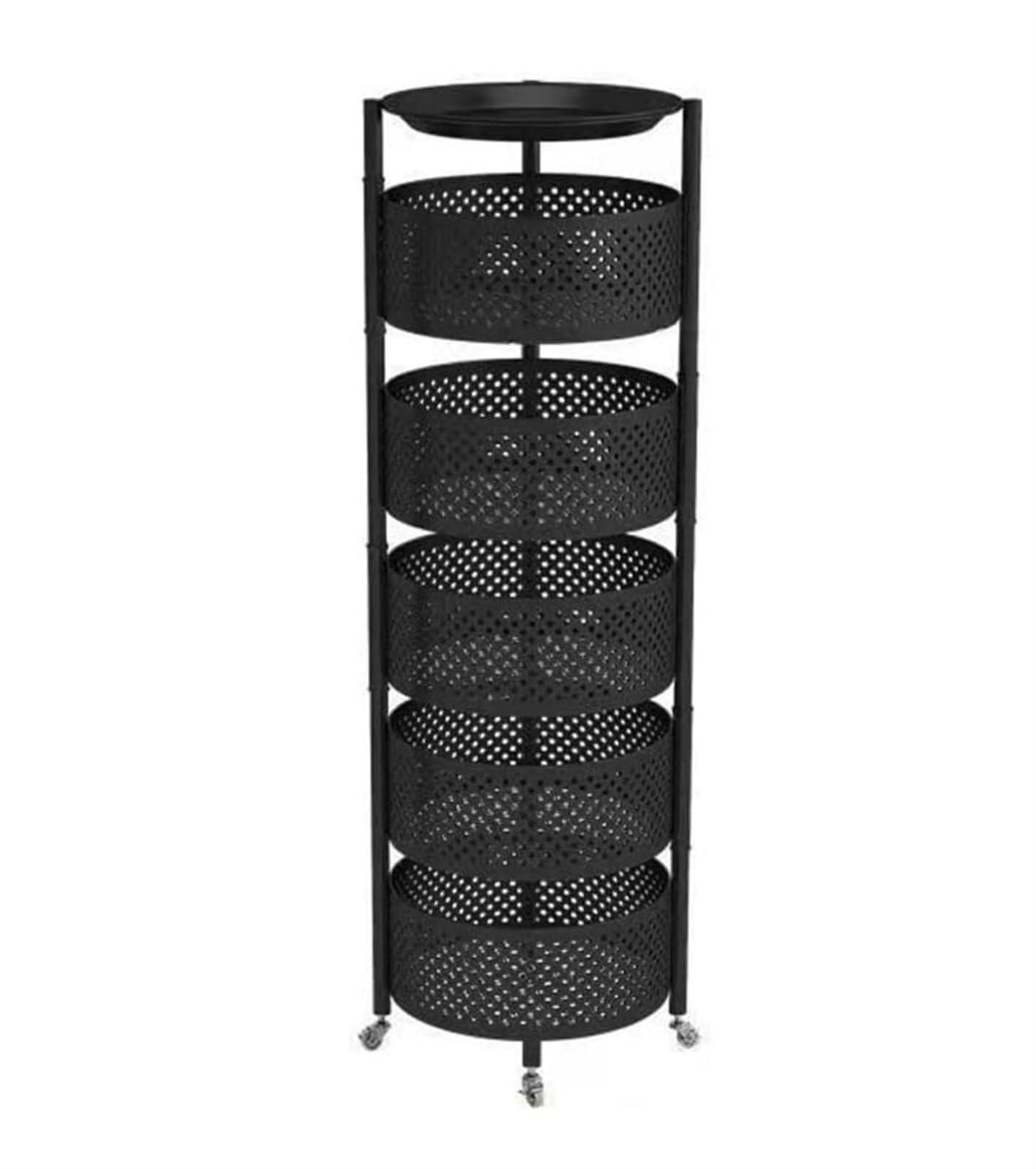 Rolling Kitchen Sto Cart - Carrello in metallo con ruote, design rotondo rotante, perfetto per vetables e frutta, multifunzione, per casa e cucina