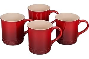 Le Creuset's 4-Piece Cerise Stoneware Mug Set