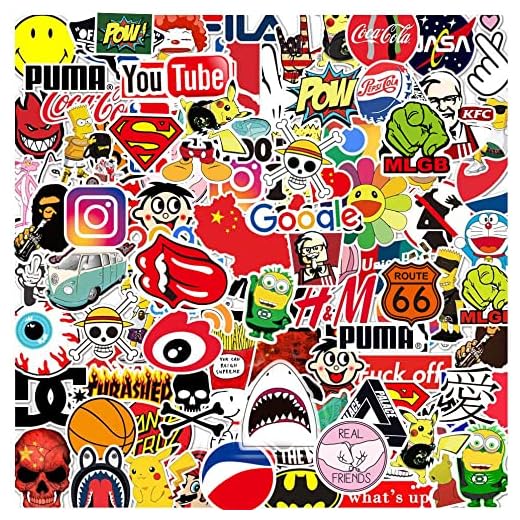 Paquete de pegatinas para ordenador portátil, 100 piezas, pegatinas de moda, pegatinas geniales únicas, botella de agua, cuaderno, guitarra, monopatín, viajes, pegatinas para niños