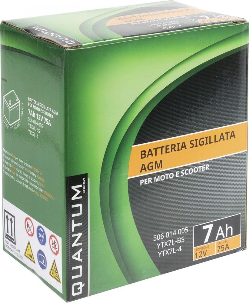 Batteria Moto e Scooter AGM Sigillata 12V 7Ah 75A – Polo Positivo Dx, pronta all’uso