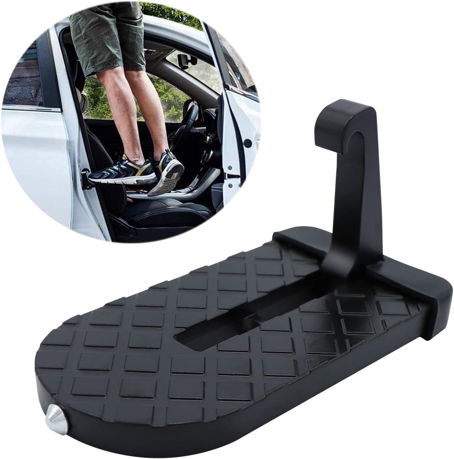 Car Doorstep,Vehicle Rooftop Doorstep Folding Ladder with Saftey Emergency Hammer,Access to Roof-Rack for Truck Car SUV Jeep(Up to 550LBS)
