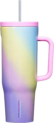 Corkcicle Vaso con popote y asa, botella de agua reutilizable, triple aislamiento, taza de viaje sin BPA, mantiene las bebidas frías durante 12