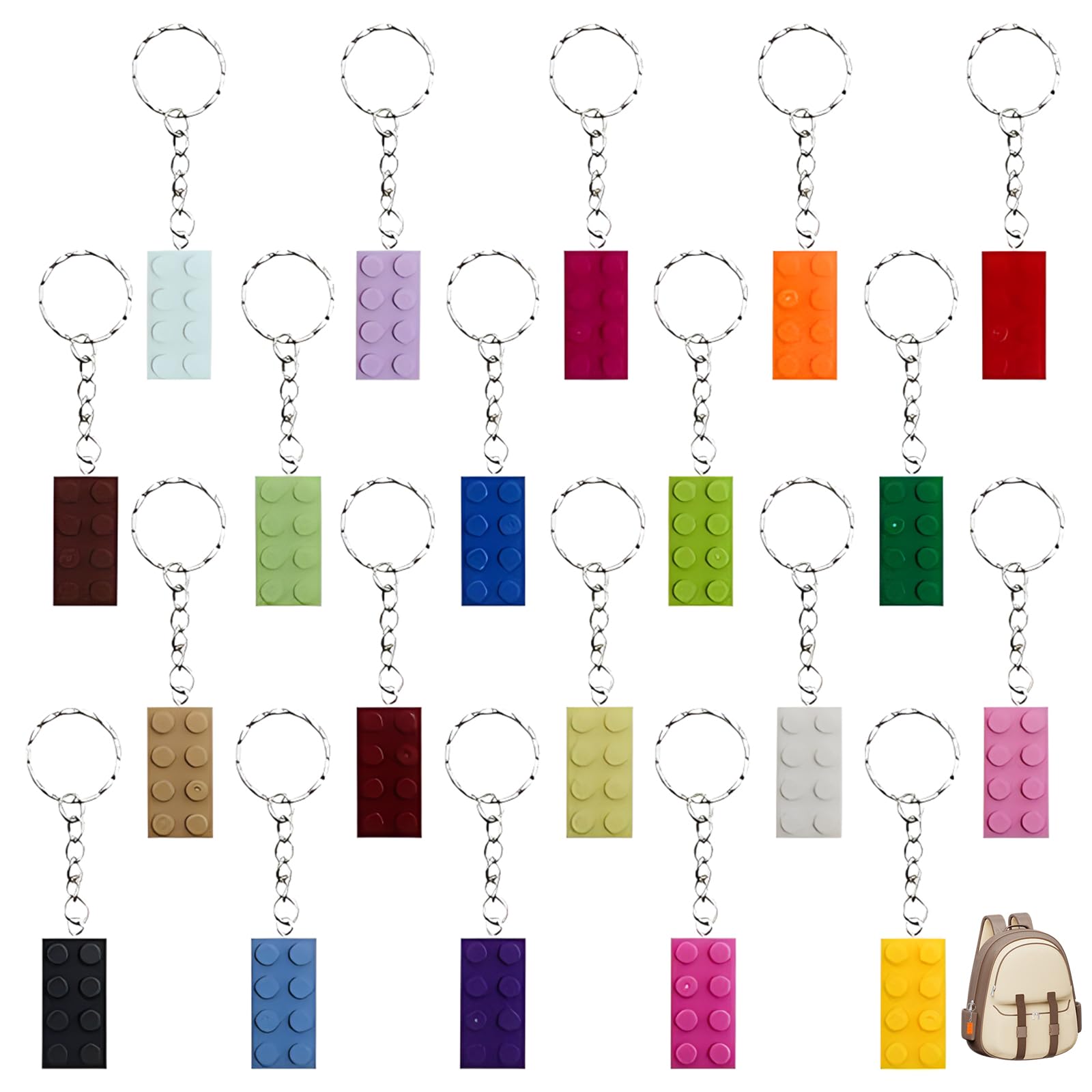 16 Stück Baustein-Schlüsselanhänger Set - Abnehmbare Party-Deko Für Taschen, Rucksäcke & Als Geschenk