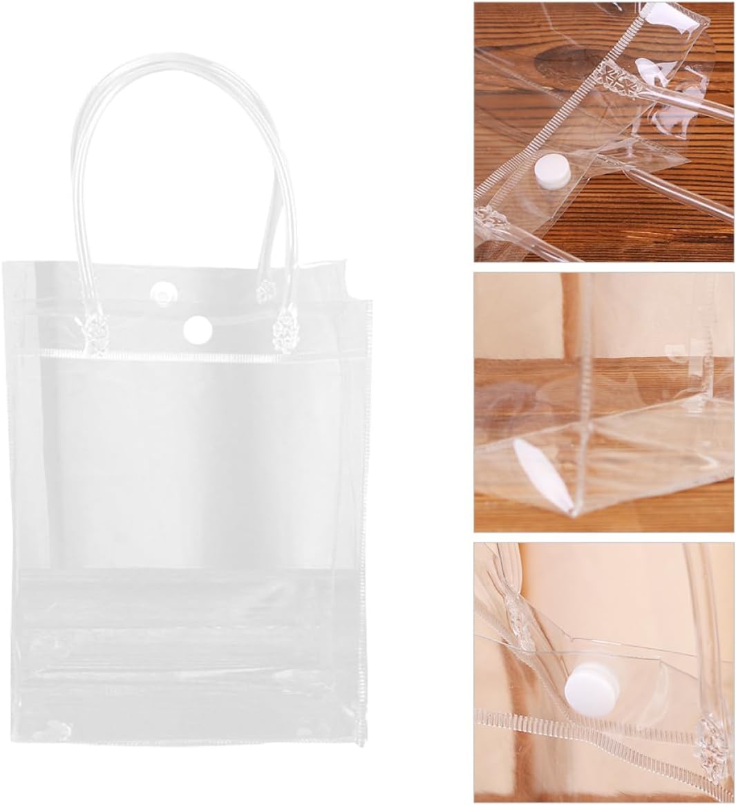 SKISUNO PVC Handbags 10Pcs Button Gift Bags for Outdoor Carry | Portable Carry Design, Strong Bearing Capacity, Look, Practical Store Packaging, Easy to Take Anywhere
