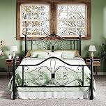 Allewie Full Size Bed Frame with Headboard,Metal Bed Frame with Butterfly Pattern Design Headboard & Footboard,No Box Spring Needed,Easy Assembly,Black