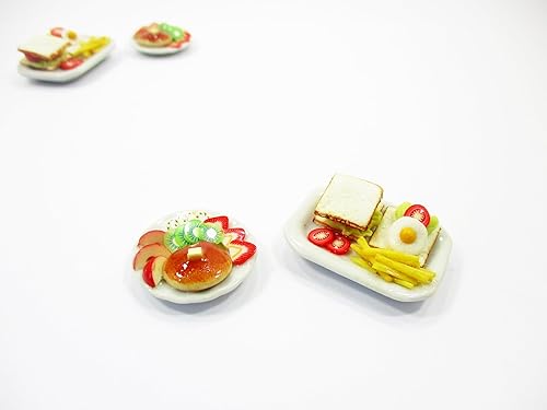 Casa de muñecas Miniatura Comida 2 Desayuno Mantequilla Panqueque Cerámica Plato 16172