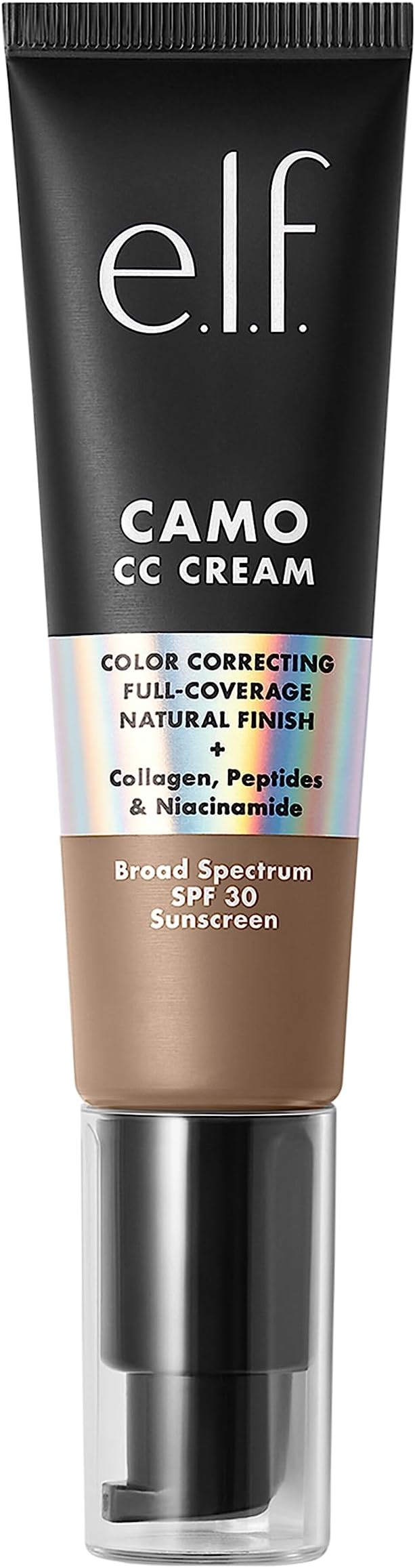 e.l.f. Camo CC Cream, SPF 30 Color-Correcting Medium-To-Full Coverage Face Foundation, Delivers An Airbrushed Finish, Vegan & Cruelty-Free, Deep 500 W