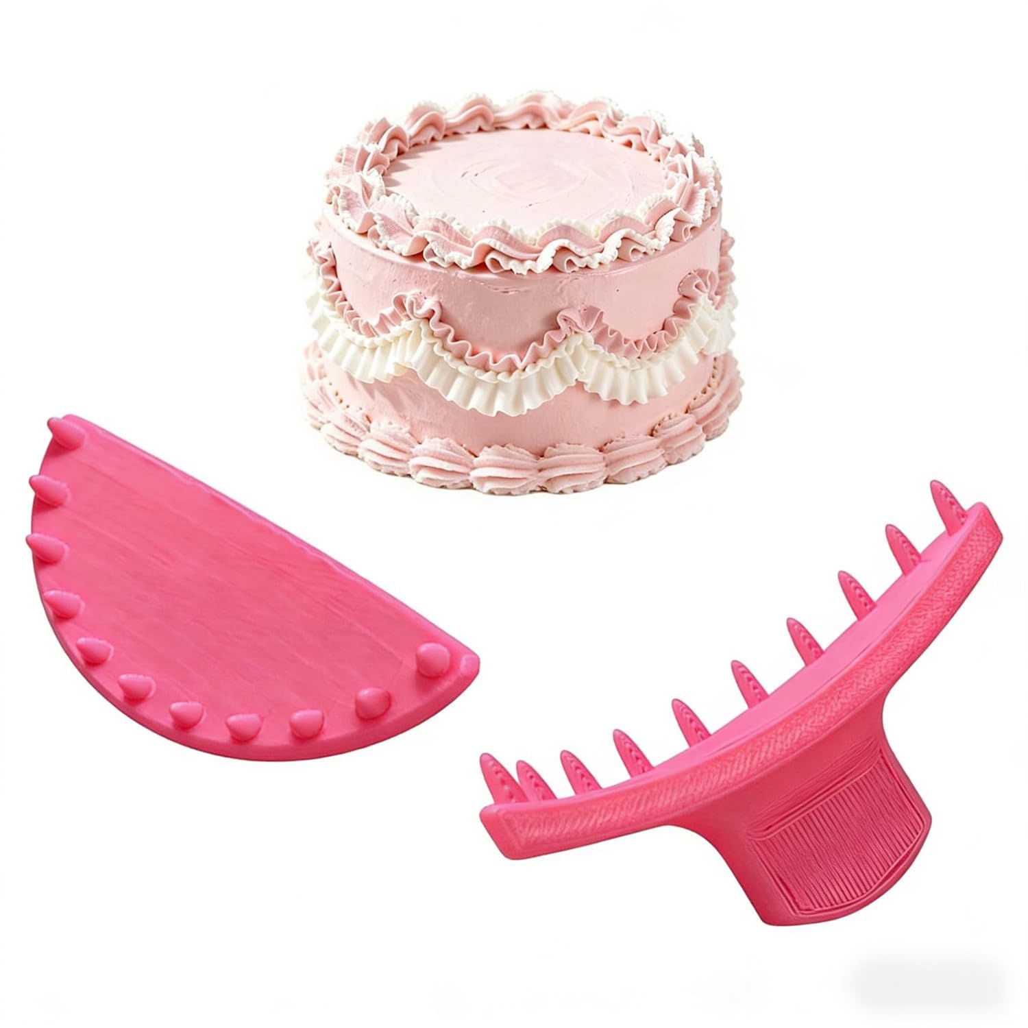 Zheigaoxea 2 PCS Cake Arch Guide Tools Cake Arch Tools Cake Decorating Tools Cake Ruffle Markers Suitable for Beginners and Bakers Rose Red