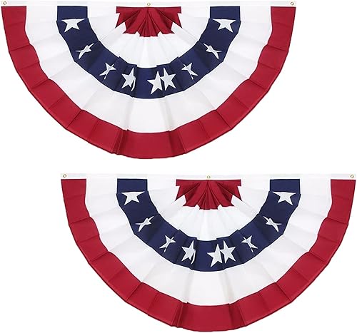 Miniatura 1 de Bandera de abanico plisada de Estados Unidos, 3 x 6 pies, bandera patriótica de Estados Unidos, decoración de medio abanico para interiores y