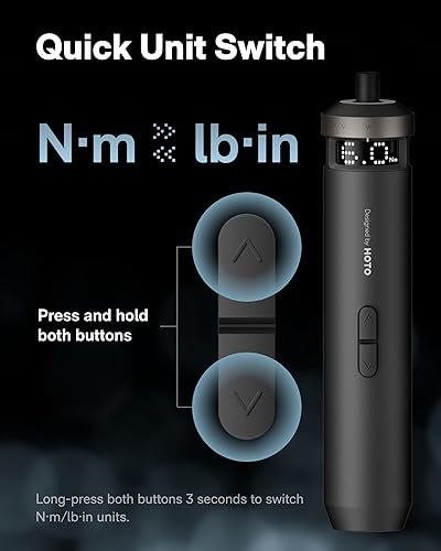 Miniatura 6 de HOTO PixelDrive Electric Screwdriver, Smart Display, 6 Torque Settings, 0.5 to 6 N·m, 1/4'' Hex 30 Bits, LED Light, 2000 mAh Rechargeable Cordless