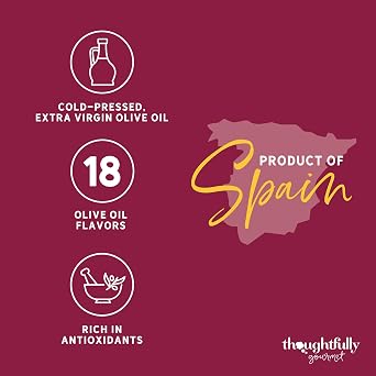 Thoughtfully Gourmet, Olive Oil Sampler Gift Set, Includes Uniquely Flavored Extra Virgin Cold Pressed Spanish Olive Oil, Flavors Include Garlic, Chili, Chipotle and More, Pack of 18