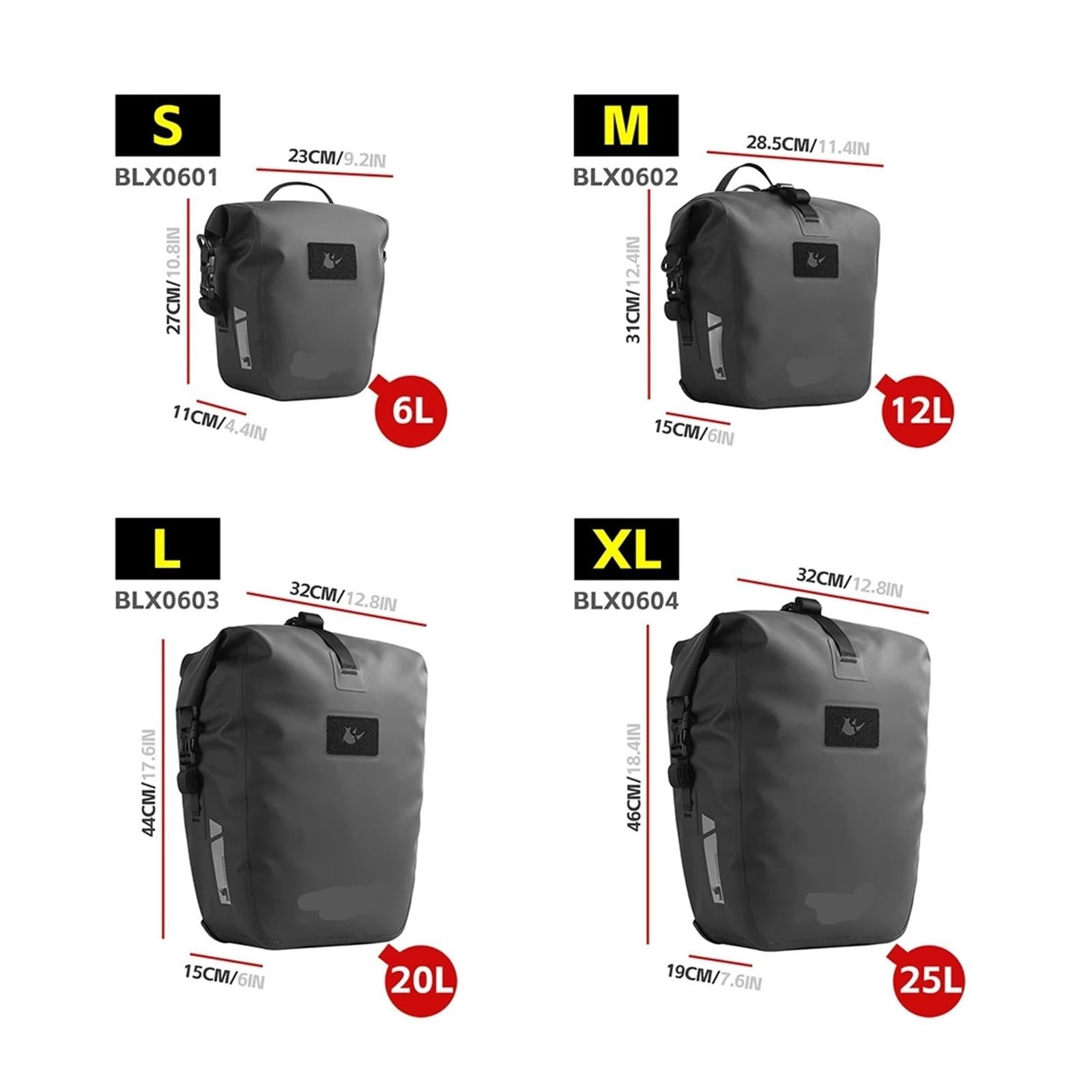 Borsa laterale for bici impermeabile 1/2 pezzo | Trasporta vestiti, attrezzi e bagagli for i viaggi in bicicletta.(M-12L,2 Pieces)
