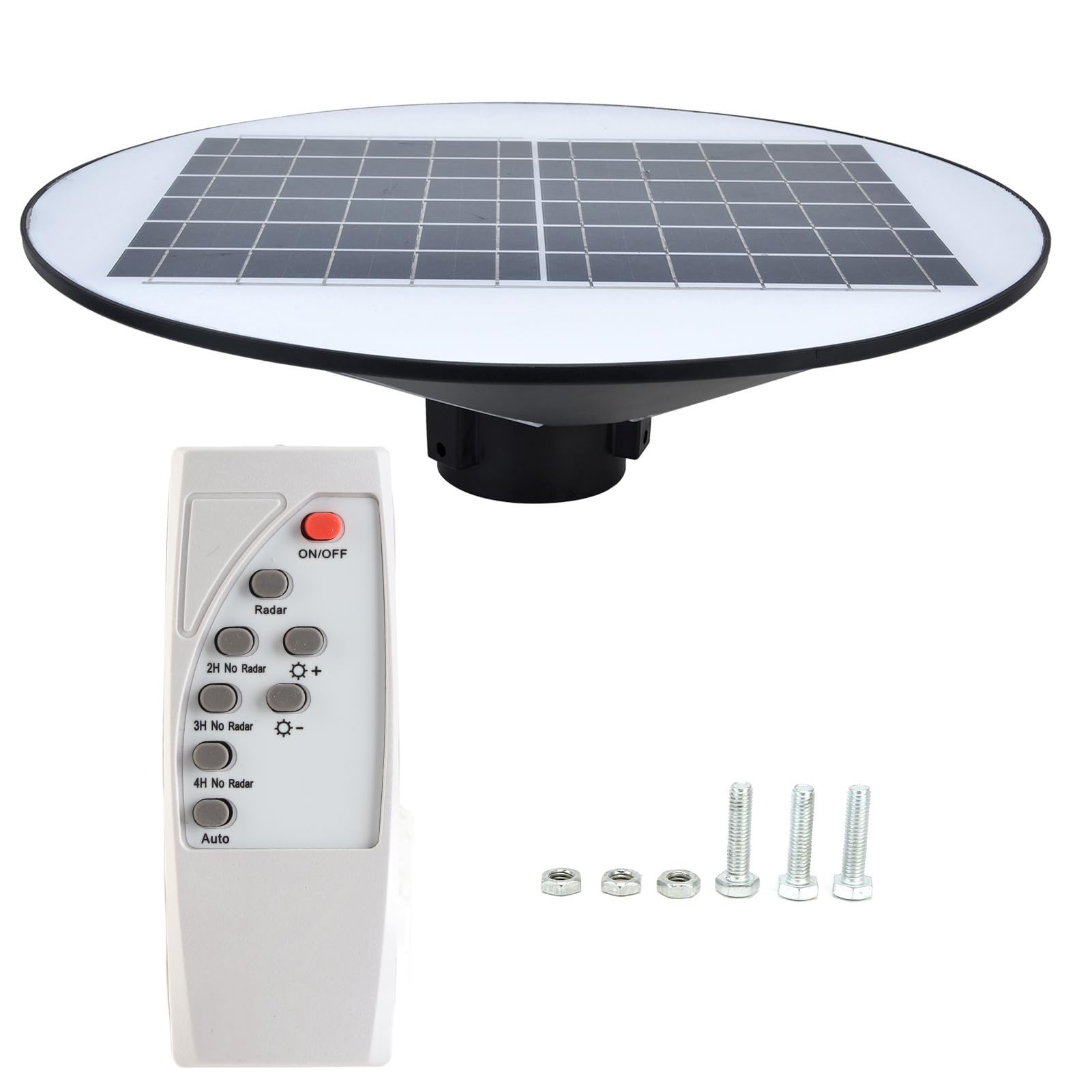 Ejoyous Gartenleuchte, ABS-Solar-Landschaftsleuchte, 150 W, 1500 Lm, IP66, 3-Kopf-rundes Design, Automatische Ein-/Aus-Fernbedienung, für Hof, Hof, Weg, Tor, Straßenbeleuchtung
