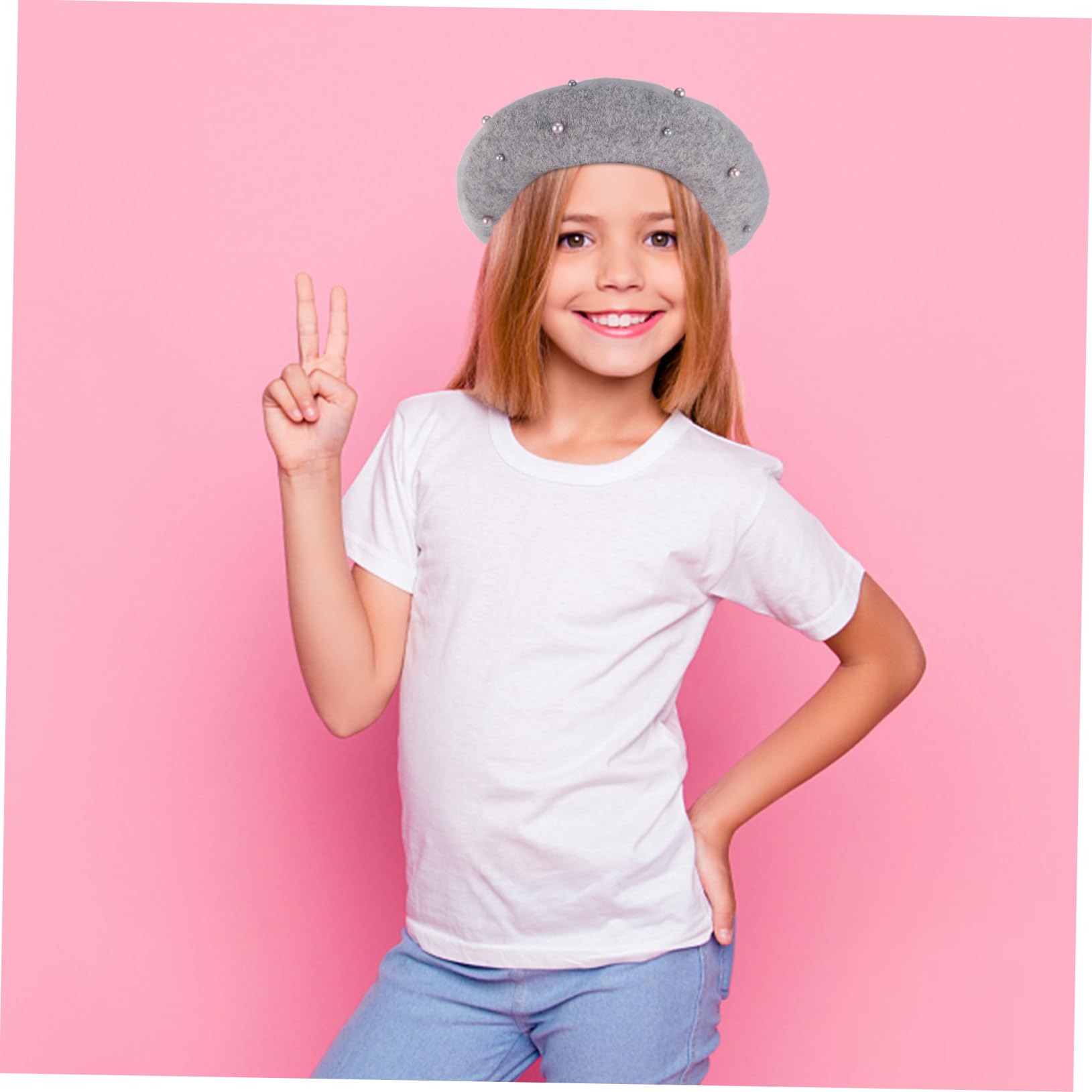 VANZACK Children's Beret Cap Fashionable Girls Hat Soft Material for Outdoor Adventures Special Events Grey