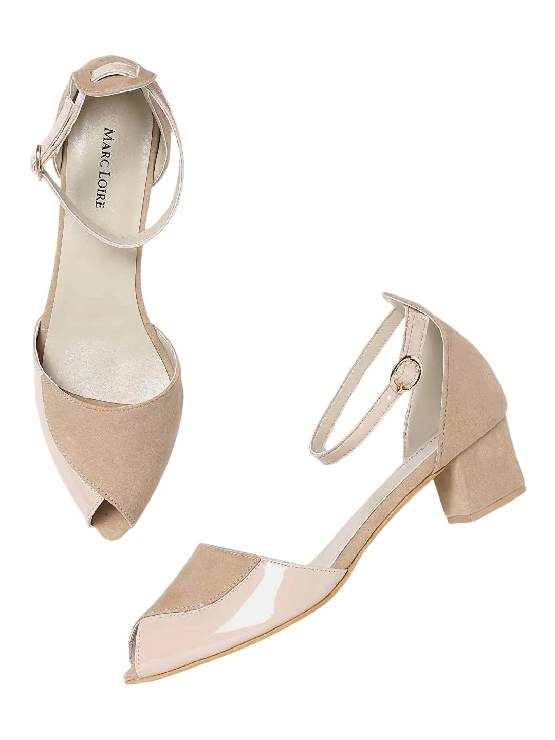 Marc Loire Womens Block Heel Fashion Sandals With Adjustable Ankle Strap - Beige 3 Uk (B07G644QZW) Amazon Price History, Amazon Price Tracker