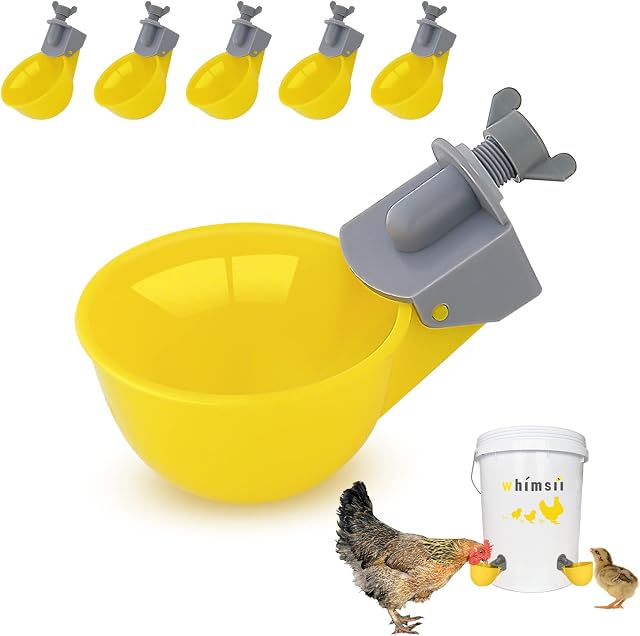 Chicken Water Cups Feeder (6 Pack), Automatic Chicken Waterer, Anti-Leak System, Holds 50% More Water, For Chicks, Chicken, Duck, Quail, Turkey