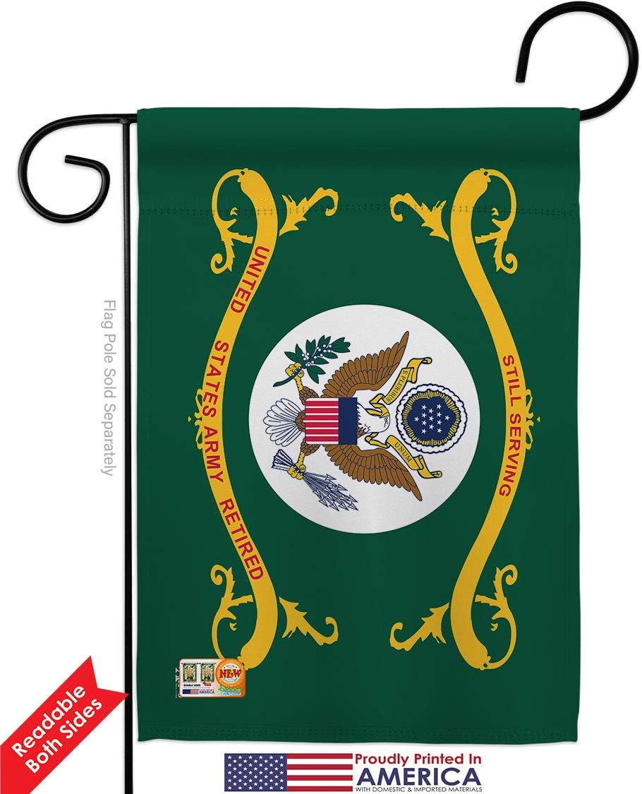Retired Army Garden Flag Set Wall Holder Armed Forces Rangers United State American Military Veteran Retire Official Small Decorative Gift Yard House Banner Double-Sided Made In USA 13 X 18.5