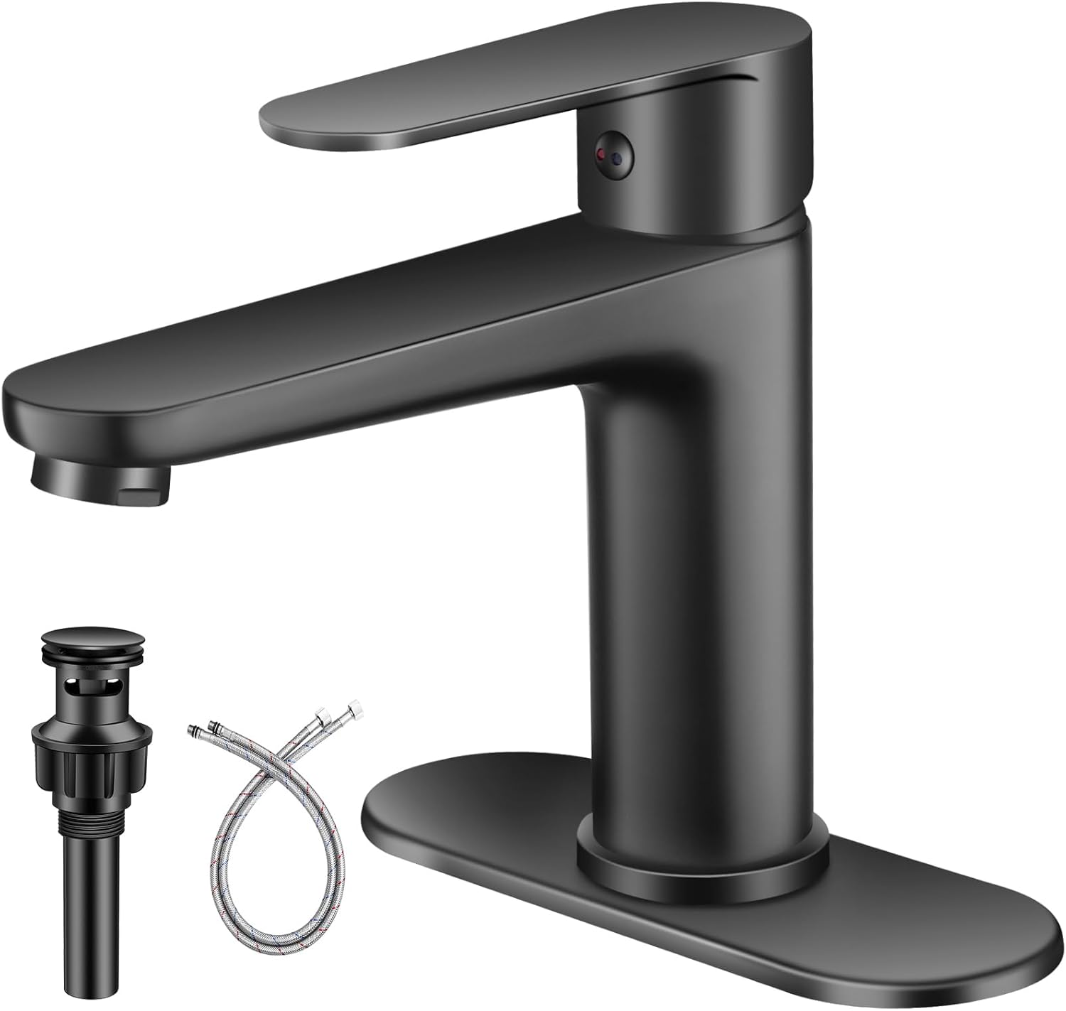 Black Bathroom Faucet Single Hole Single Handle 304 Stainless Steel Modern Sink Commercial RV Faucet with Pop-Up Waste for 1 or 3 Hole 4 Inch Vanity Bathroom Sinks