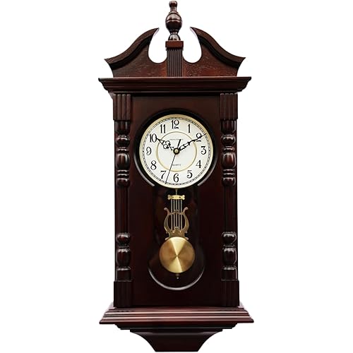 Vmarketingsite Grandfather Wall Clocks Battery Operated for Living Room Decor, Traditional Wood Wall Pendulum Clock with Westminster Chime, Makes A Great Housewarming Or Birthday Gift