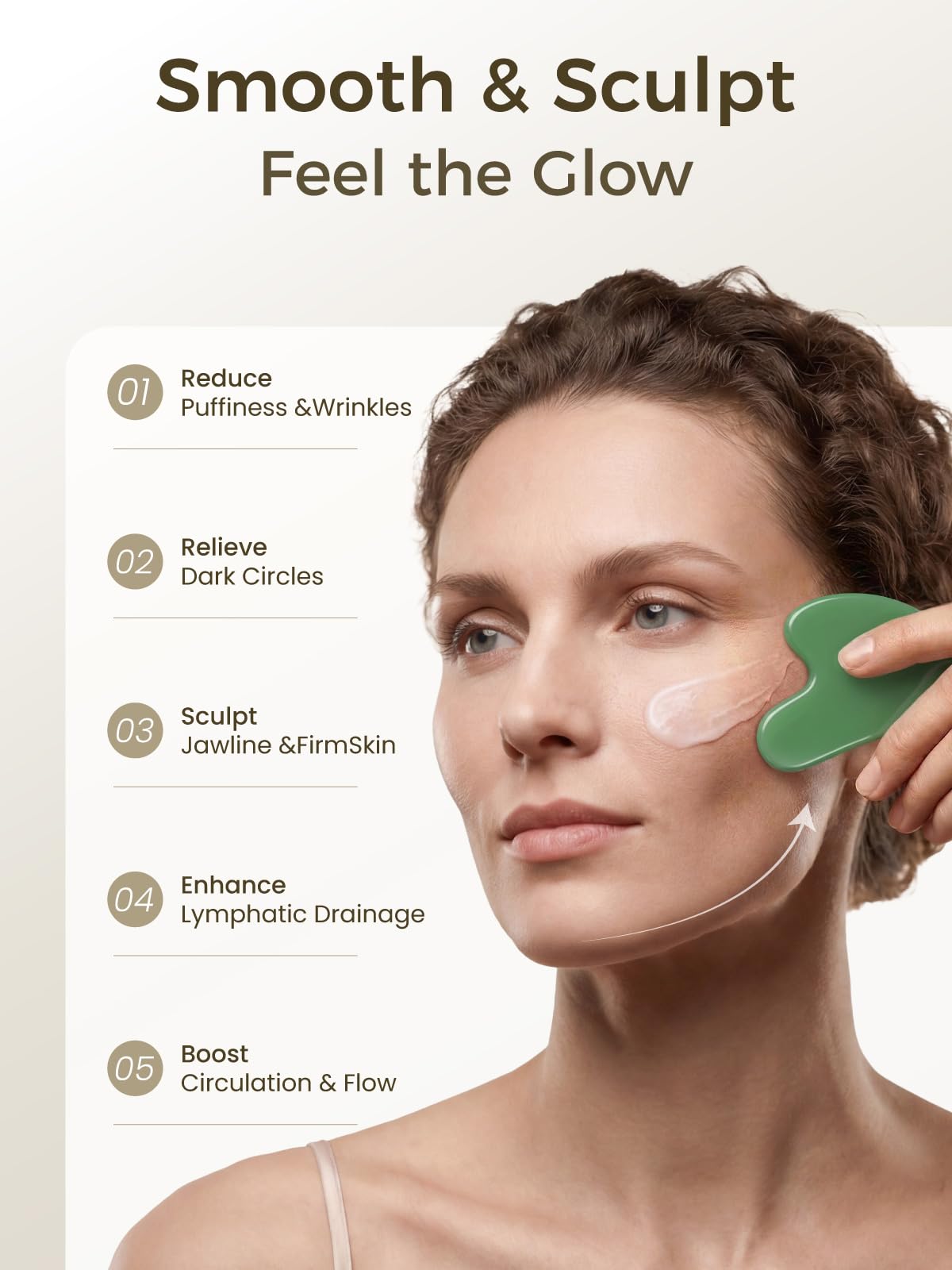 Gua Sha Gesichtswerkzeug - Grüner Stein Guasha Werkzeug für Gesicht, Hals & Körper - Gua Sha Werkzeug für Lymphdrainage, Schwellungen Reduktion & Triggerpunkt Linderung - Schönheit Hautpflege Geschenk