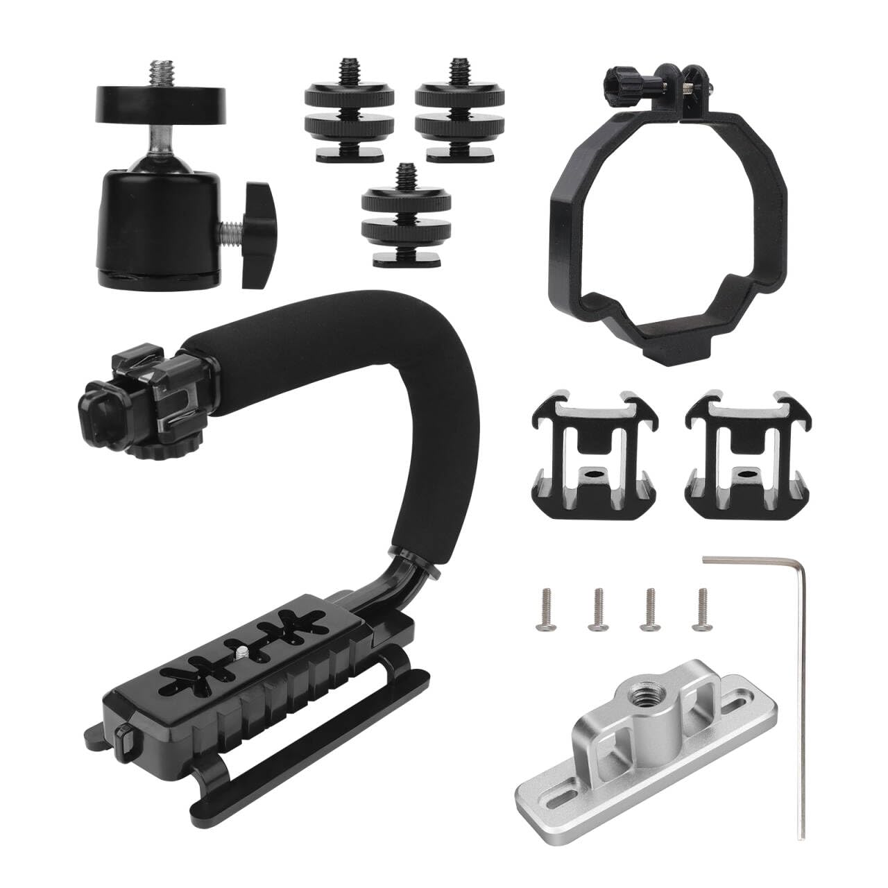 For DJI Mavic 4 Pro, Handheld Filming Bracket Ergonomic Shockproof Adjustable Photography Kit, Drone Mavic 4 Pro Extension Holder Cold Shoe Adapter (RC 2 Version)