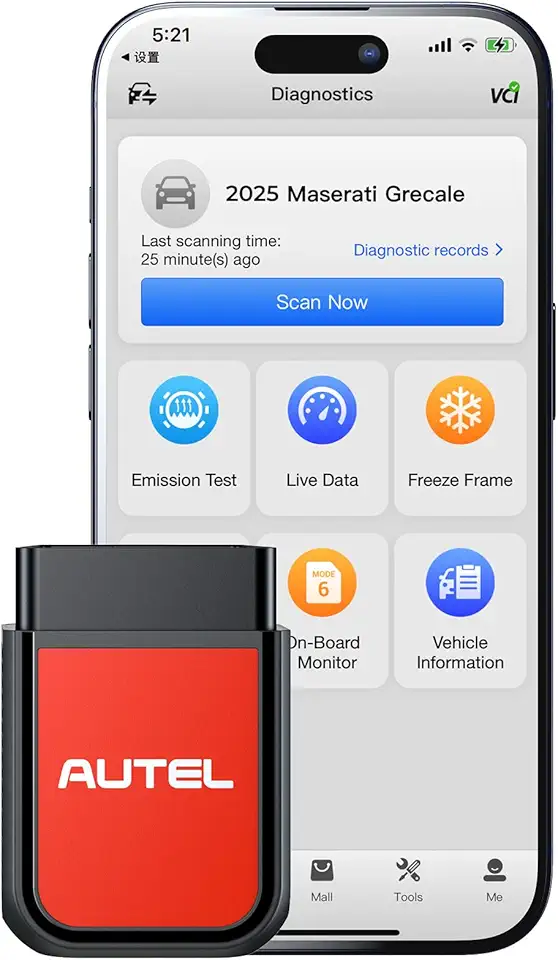 Autel AP2500E Bluetooth Code Reader OBD2 Scanner Oil Reset TPMS EV Battery BMS Reset All System Code Read/Clear OBD2 10 Tested Engine Light Check 45+ Car Brands for Android/iOS