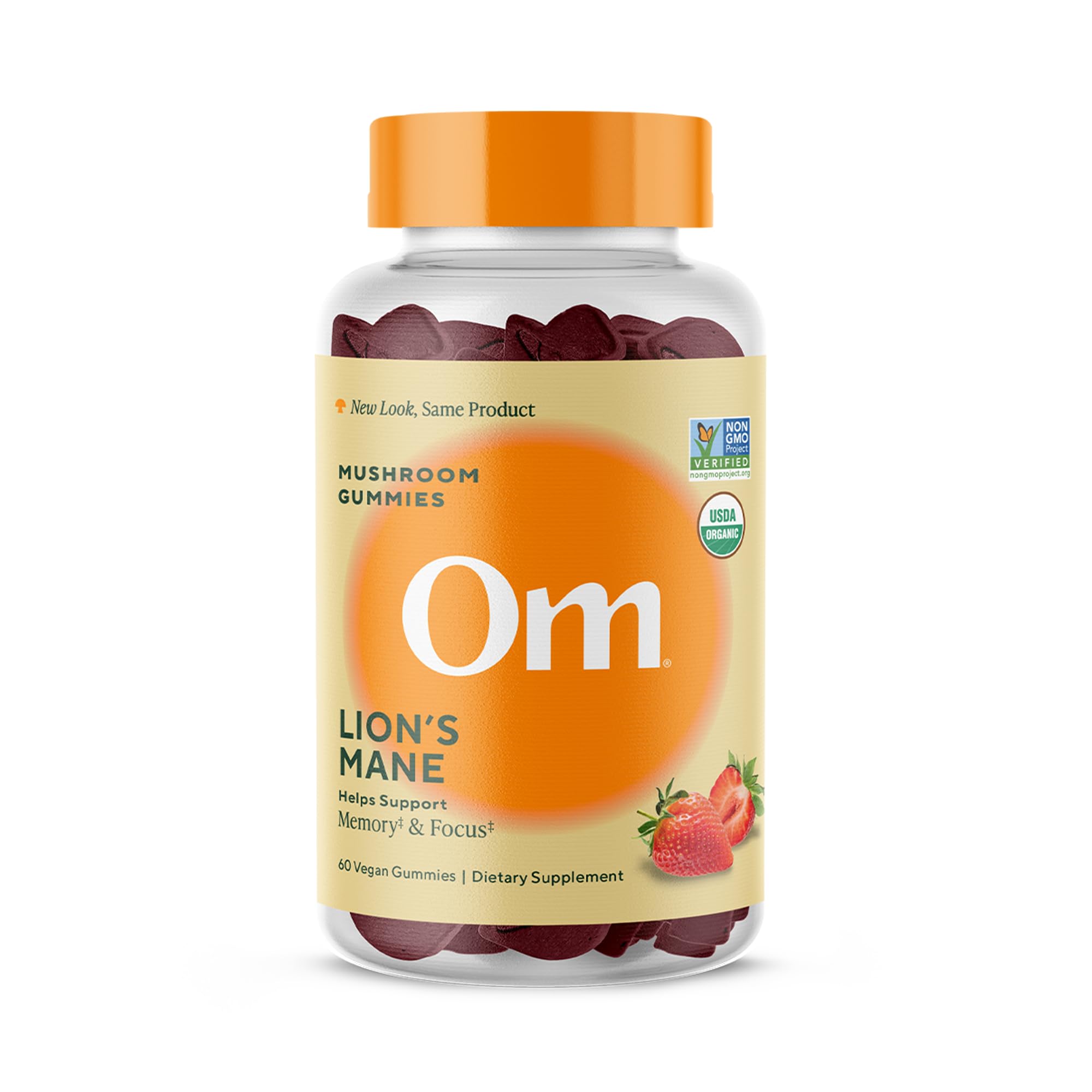 Om Lion’s Mane Mushroom Gummies - Organic Mushroom Supplement and Nootropic - Brain Supplements for Memory and Focus, 60 Count (30 Servings)​