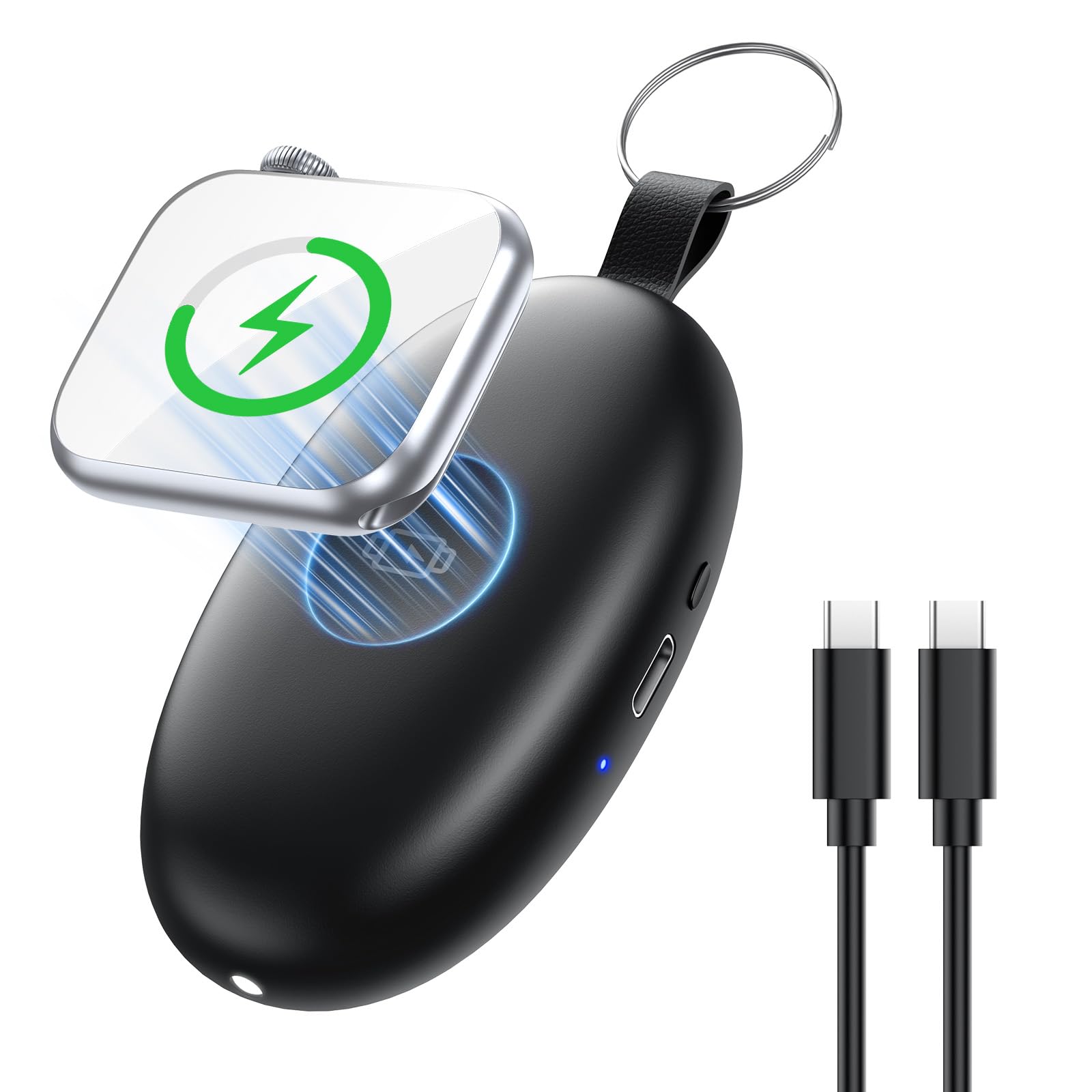 Portable Wireless Charger for Apple Watch 4000mAh Compact Travel Keychain Battery Pack for iPhone17 Magnetic Power Bank Fast