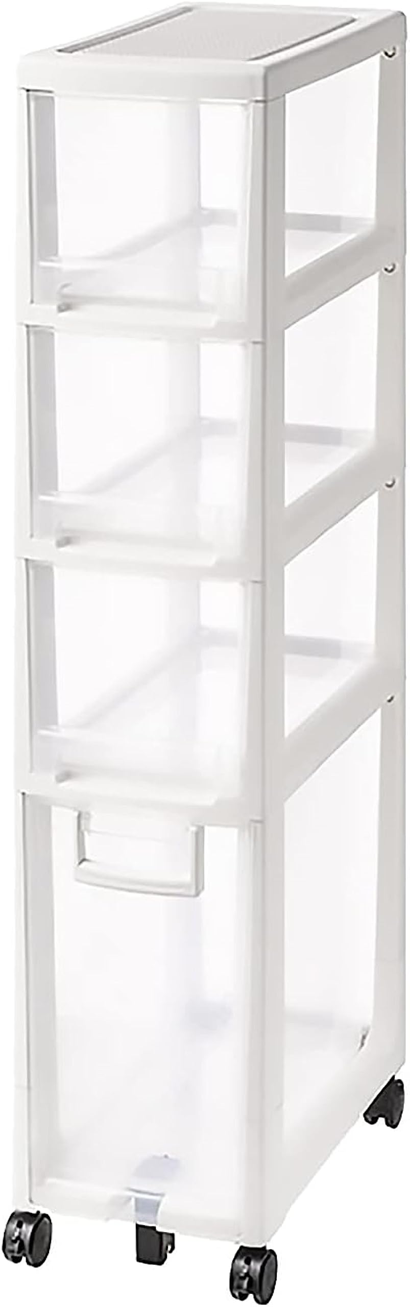 AYCDL Compact Dark Brown Bathroom Cabinet with 2-4 Stackable Drawers Space-Saving Storage Solution for Small Spaces Stylish and Functional nizer.,White-4 Tier