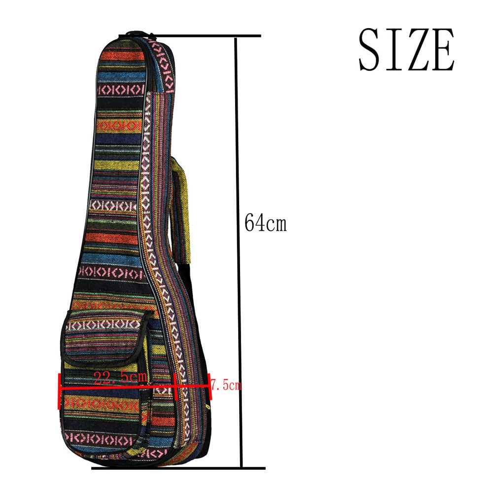 Ukulele Bag, da 23 Pollici Concert Ukulele Case con Cinghia a Doppia Spalla di Imbottitura da 6 Mm Speciale National Style Spckpack Case per Concert Ukulele