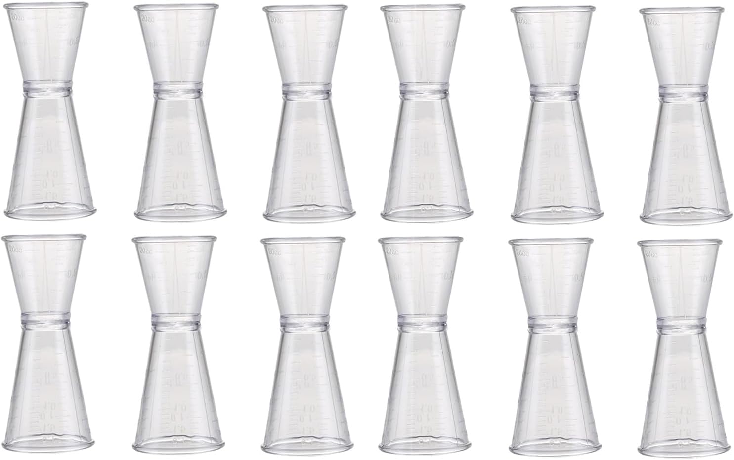 12Pcs Double Head Jigger 20ml/40ml, Plastic Cocktail Bar Jigger