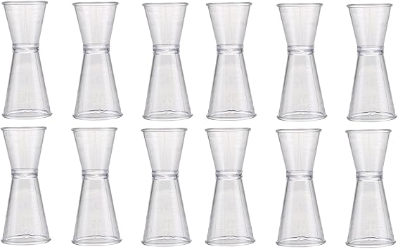12 Pieces Double Head Jigger Plastic Cocktail Jigger Bar Measuring Jigger 20ml/40ml Double Jigger Bartending Jigger Cocktail Measurer Small Drink Measure Cup