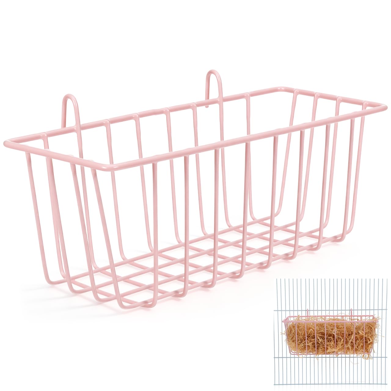 Didiseaon Rabbit Hay Feeder: Bunny Hay Feeders Rabbit Supply 23.5Cm × 10Cm Designed for Cage Use Pink Iron Kitchen Counter Storage Dining Table Service Workshop Bench Layout