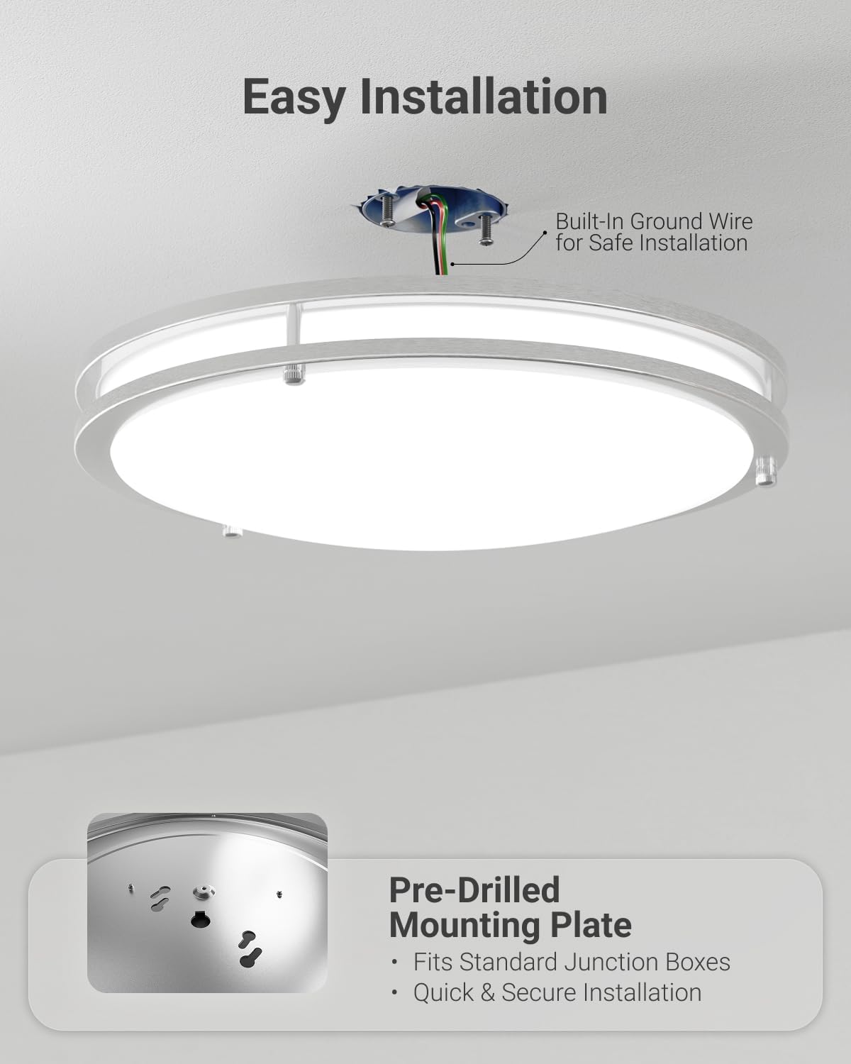 Sunco 14 Inch LED Ceiling Mount Light Fixture, Close to Ceiling Round Flat Light, 21W, 1500 LM, Selectable CCT 2700K/3000K/4000K/5000K/6000K, Dimmable, Hardwired ETL