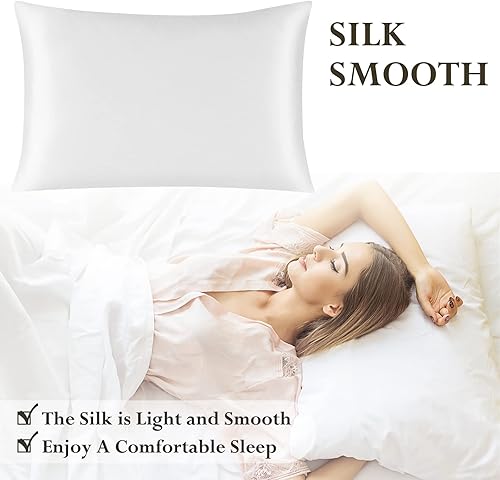 Miniatura 9 de Funda de almohada de seda 100% seda de morera natural para cabello y piel, funda de almohada de seda gris, 20 x 26 pulgadas, funda de almohada de