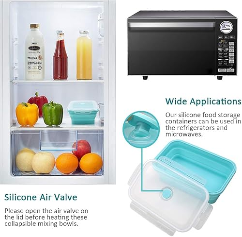 Miniatura 4 de Alimat PluS Recipientes de silicona para almacenamiento de alimentos de 40.5 onzas con tapas, juego de 4 recipientes plegables de 40.6 fl oz, aptos