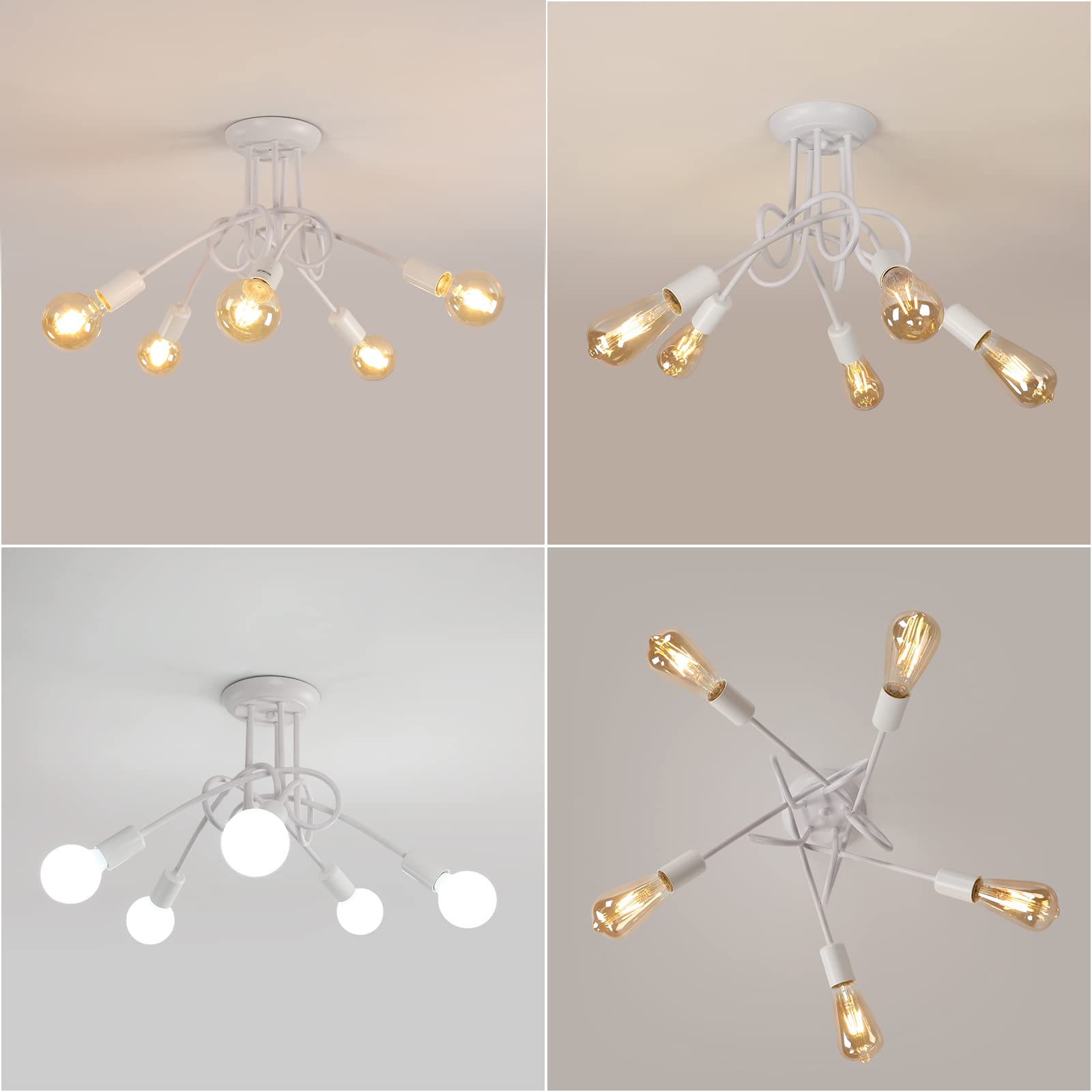 Plafondlamp 5-lichts - industriële kroonluchter - retro stijl - zwart
