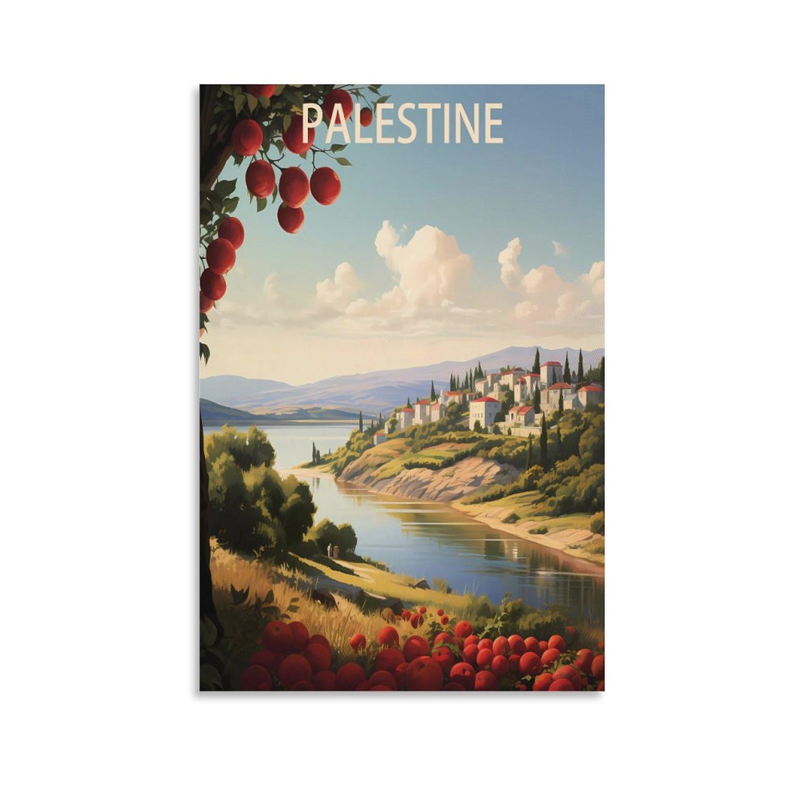 Lcynnh Unframe-Style Palestine Vintage Travel Poster Tree 08X12inch(20X30cm) Print Poster Home Bathroom Bedroom Office Living Room Decor Canvas Poster