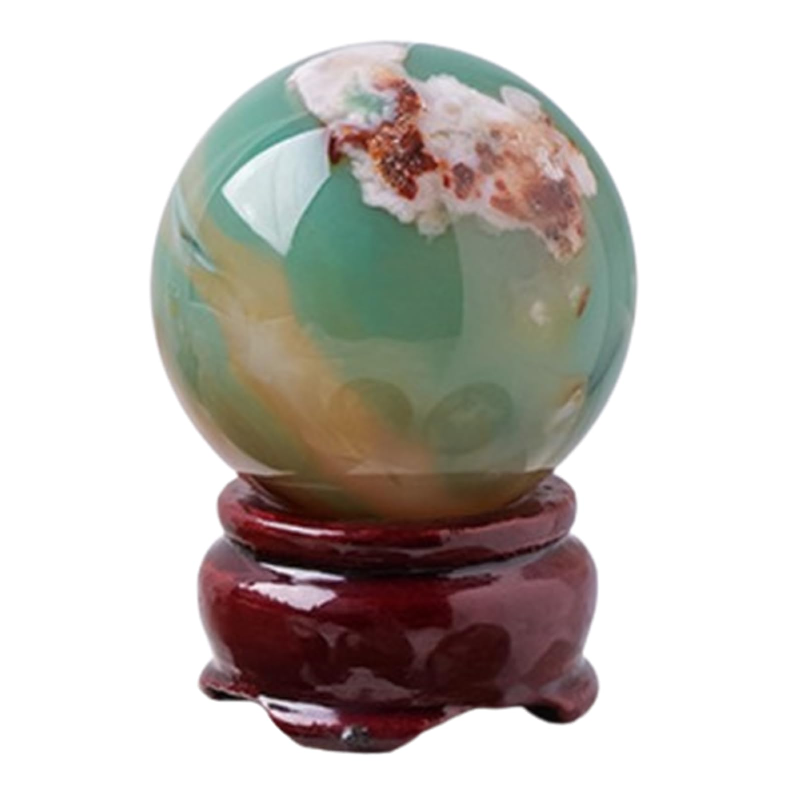 AUOQKQUT Home Decor Crystal Ball Green Cherry Agate Sphere Gemstone Raw Stone Polished for Witchcraft and Decorative Balls Sculpture Figurine,4~4.5cm