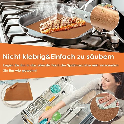 Xikulia Permanente Backfolie, wiederverwendbares Backpapier für Ofen und Grill – hitzebeständig und antihaftbeschichtet, frei, 4er-Set Back-Grillmatte für BBQ, Kekse, Pizzagrill – Bild 5