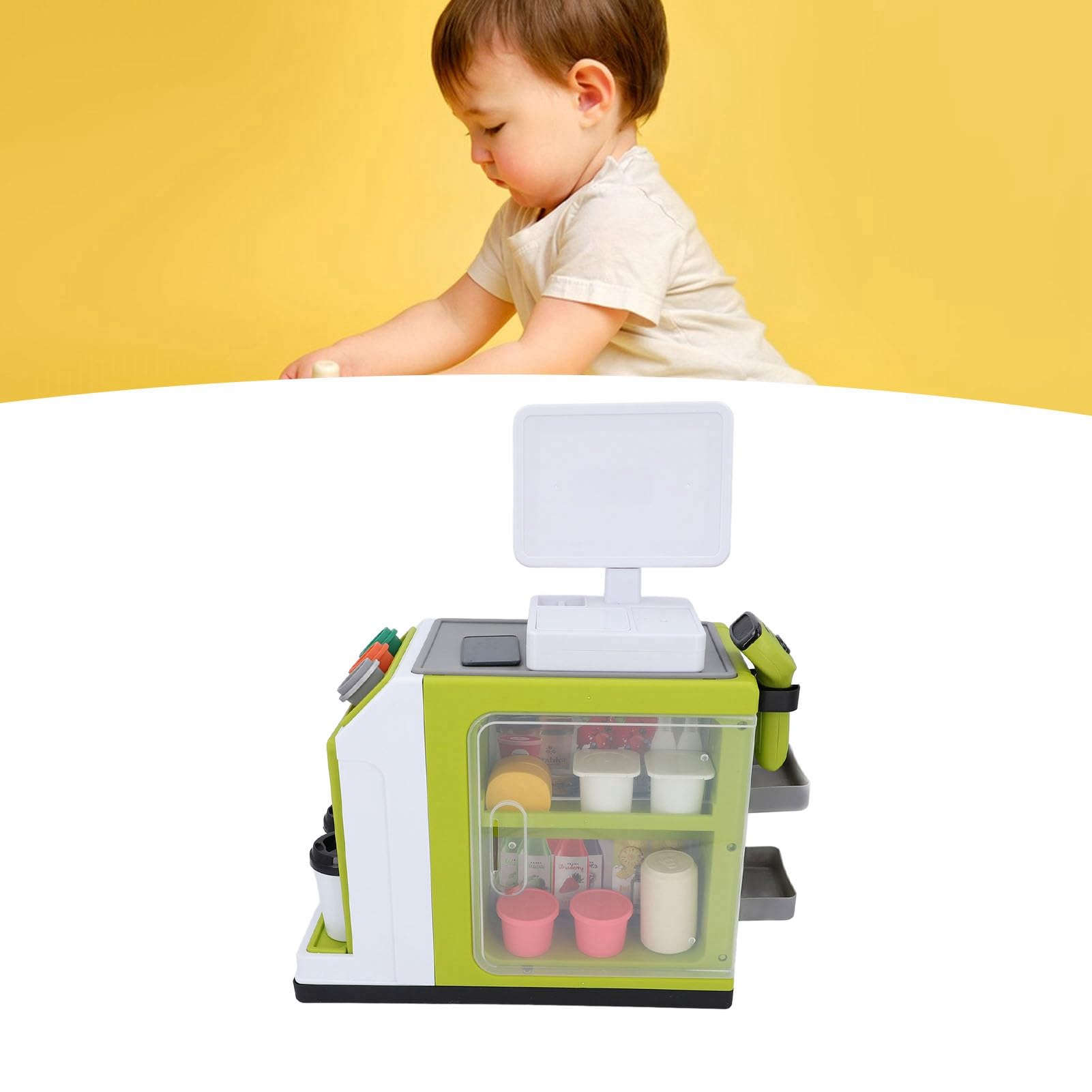 Registratore di Cassa Giocattolo Supermercato Simulato Set da Gioco Multifunzionale per Bambini Gioco Educativo Plastica ABS 64 Accessori