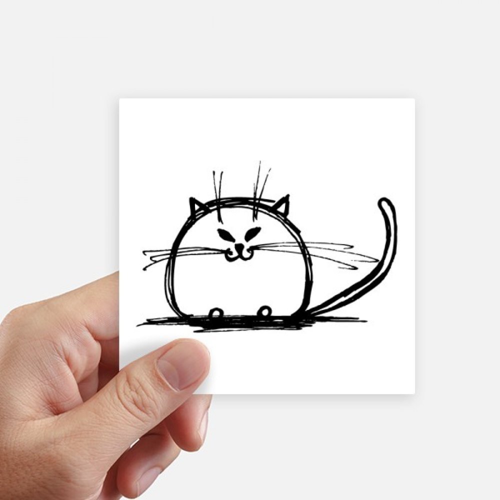 Autocollant chat lourd sourire sit ligne de 10 cm pour mur et pc