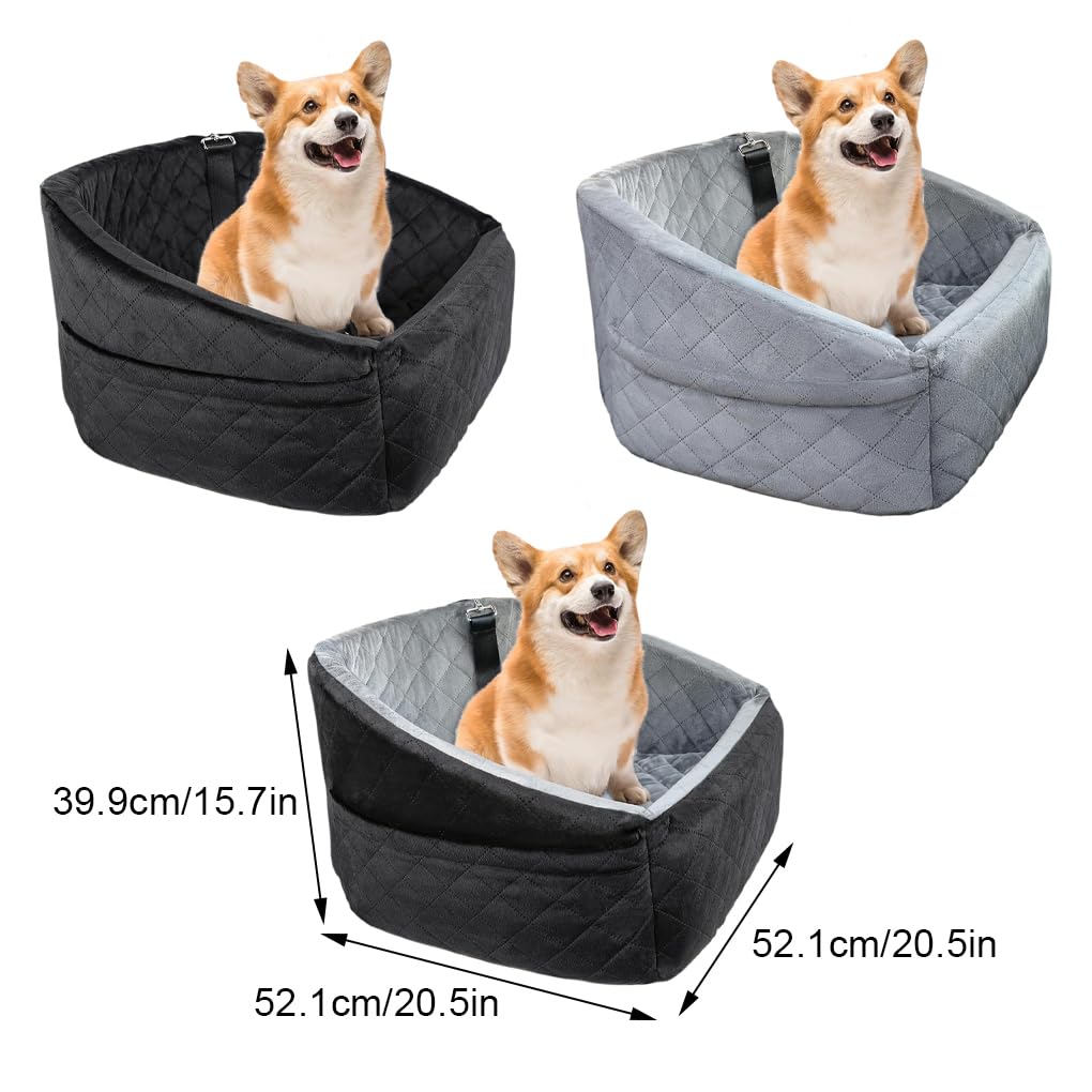 Asiento de Coche para Perros, Cama para Mascotas, Cesta para Perros, fácil de Limpiar, Apto para Todas Las Razas, Accesorios de algodón para, Gris