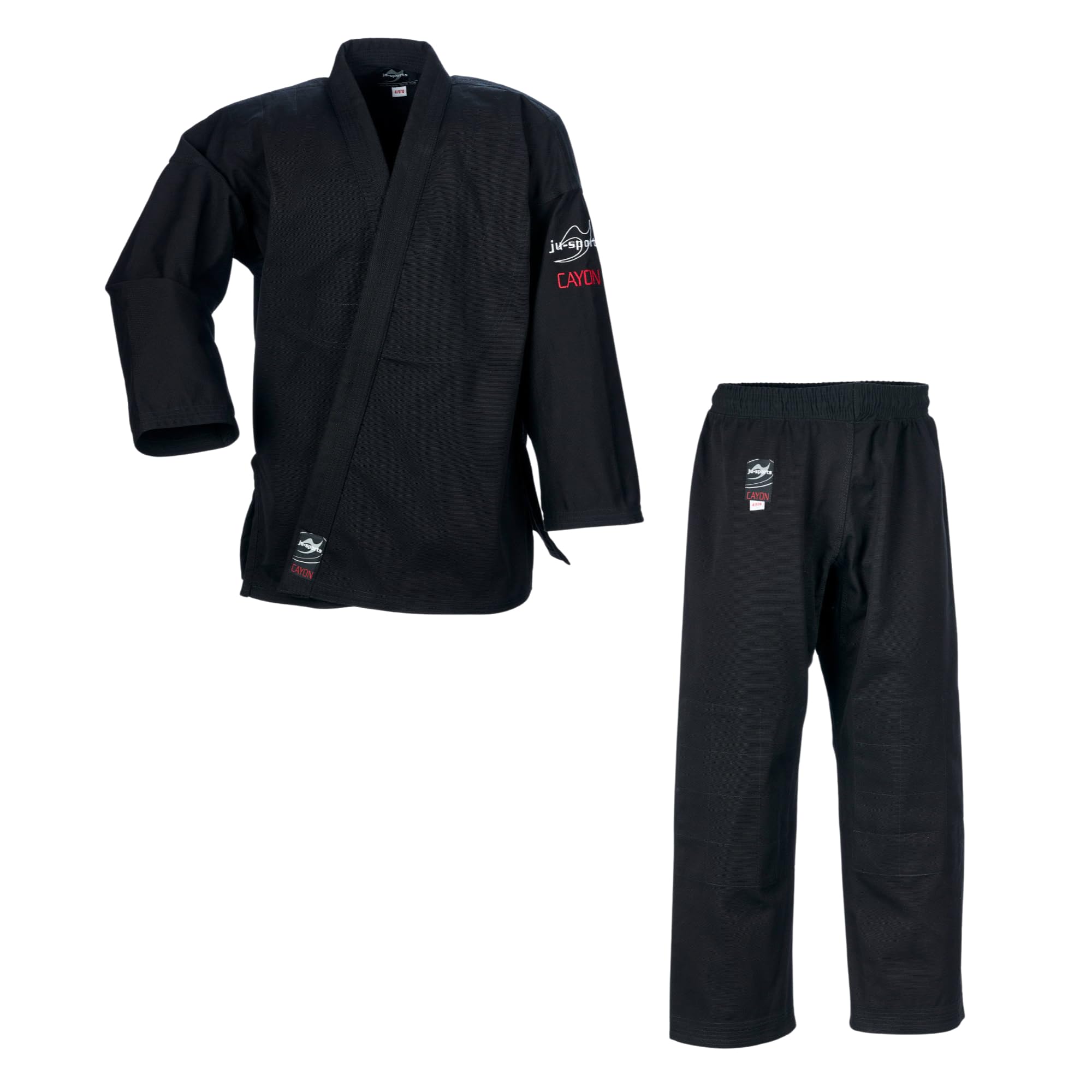 Ju-Sports Jujutsu Anzug Cayon schwarz - Moderner Gi für Erwachsene & Kinder 100% Baumwolle, Robuster Stoff, Doppelt verstärkter Brust- & Schulterbereich