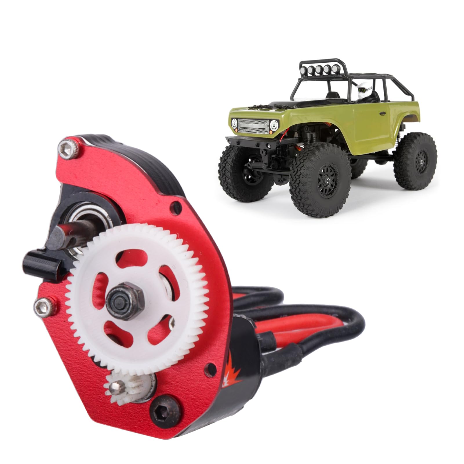 FriHobby Aluminum Motor Mount Metal ECX Barrage Motor Plate Gearbox Adapter for 1/24 Axial SCX24 C10 90081 AXI00001 AXI00002 RC Crawler Replacement (Red)