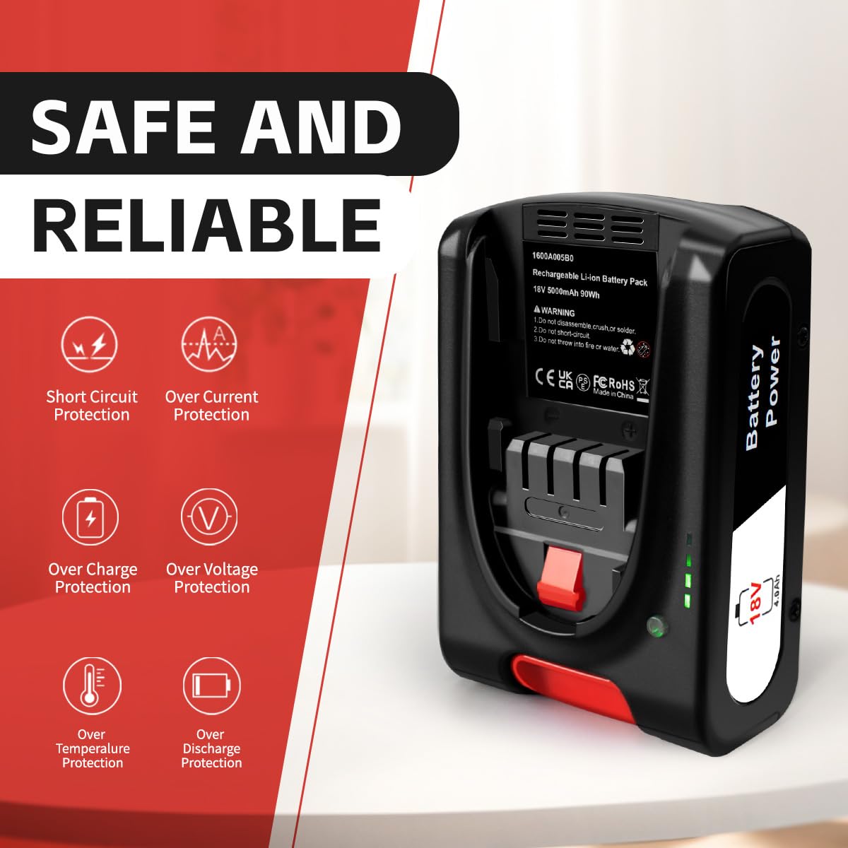 Bosch PBA - Batteria di ricambio da 5000 mAh, 18 V, per batteria e caricabatterie, ad alta capacità, confezione da 2