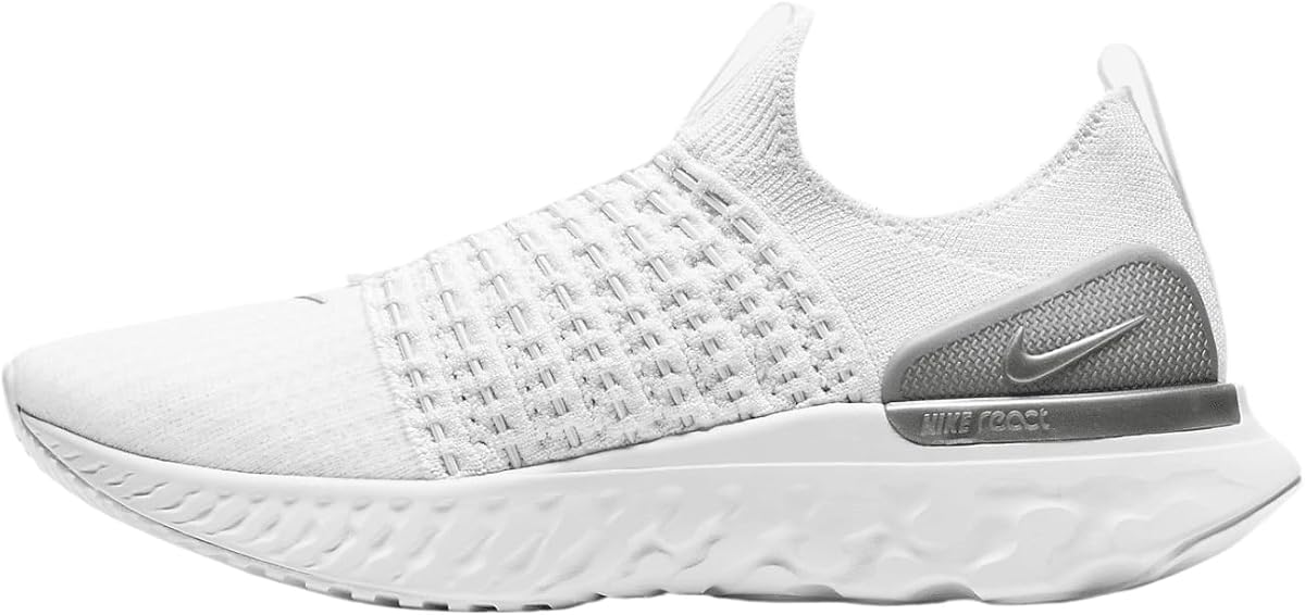 Nike React Phantom Run Flyknit 2 CJ0280-100 White-Metallic Silver Women's Running 7.5 US