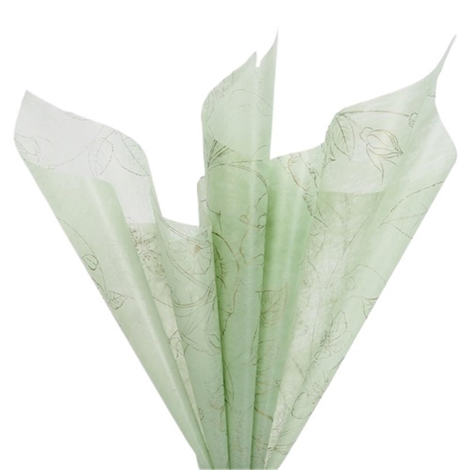 20 Stück 60 x cm, mit Zuckerwatte ausgekleidetes Blumenstrauß-Geschenkpapier, Rosen-bedrucktes Baumwollpapier, blumenfarbenes Blumen-Verpackungsblatt FüR Geburtstag(Green)