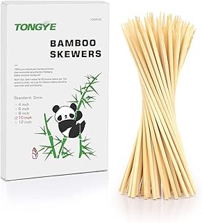 [100 PCS] 10 inch Bamboo Skewers, Premium Wooden Skewers without Splinters, Skewers for Grilling, BBQ, Appetizer, Fruit Kabobs, Chocolate Fountain, Cocktail Toothpicks, and Food Skewer Sticks.